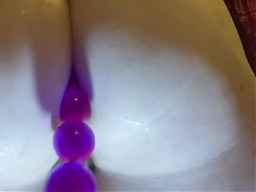 Dirty! Ass Fucking with Anal Beads Until Doing a Huge Piss on a Balloon Between My Knees.