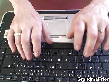 Very old granny boss threesome fuck in the office