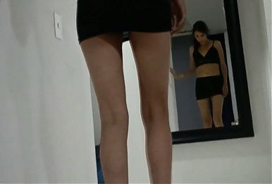 Modeling transparent high heels and sexy clothes – skinny teen